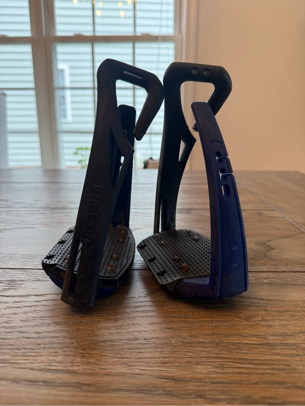Pair of Black and Blue Freejump Softup Pro Stirrups